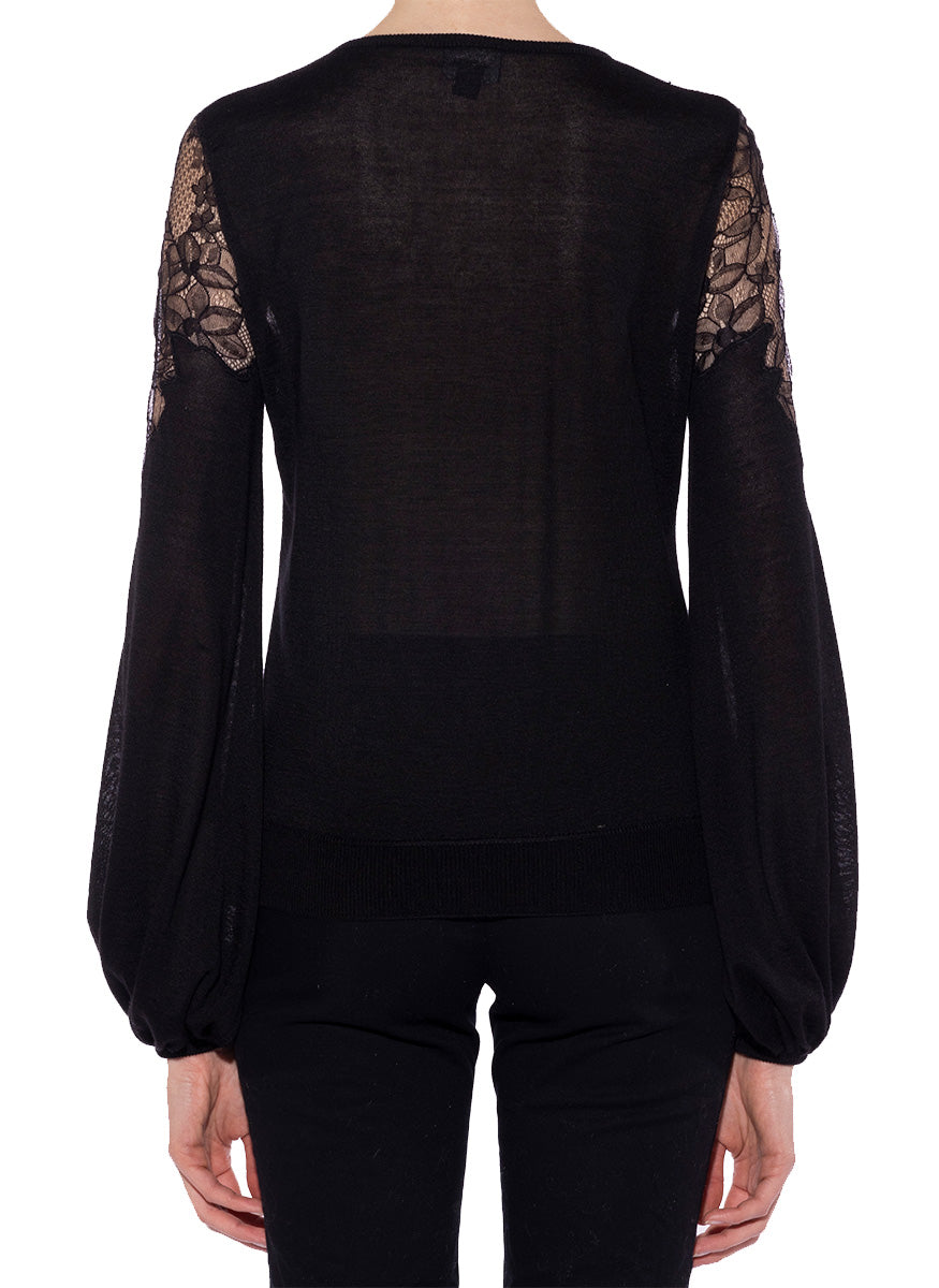 Long Sleeve Knit with Lace Detail - Giambattista Valli