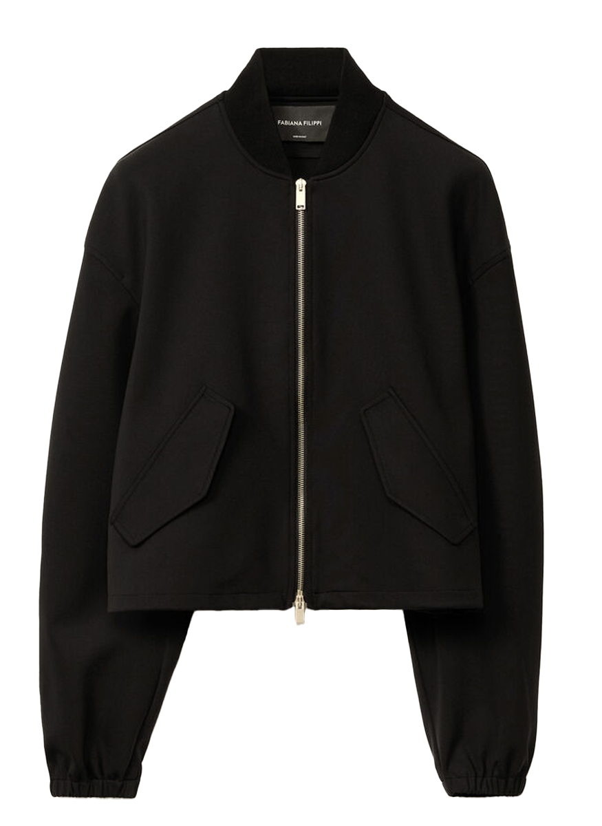ジャケット FABIANA FILIPPI Woman Jacket Black PLD265F290L179 825 Scuba Bomber Jacket with Knit Collar – Elizabeth Anthony