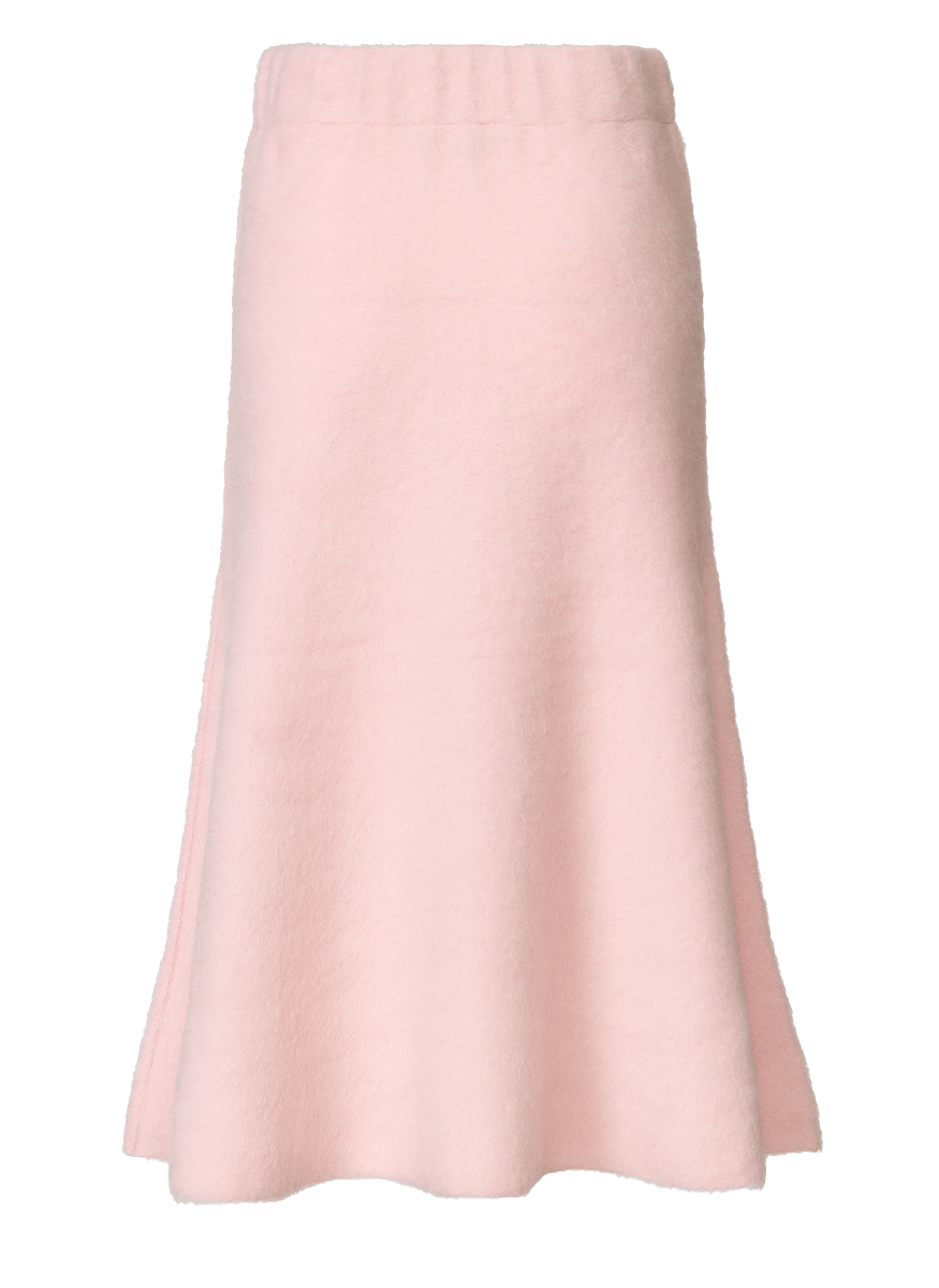 Brushed Mohair Flared Midi Skirt