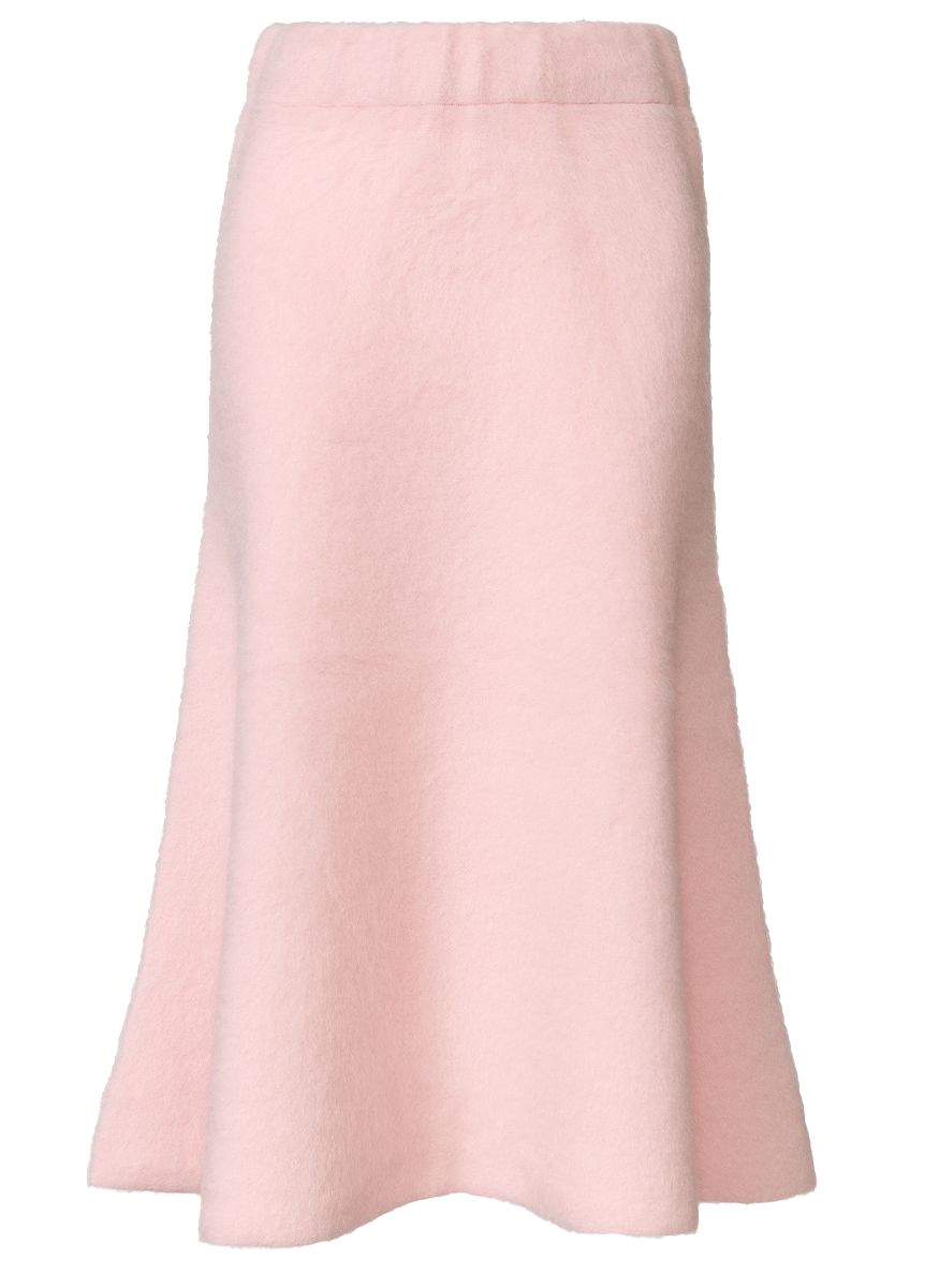 Brushed Mohair Flared Midi Skirt