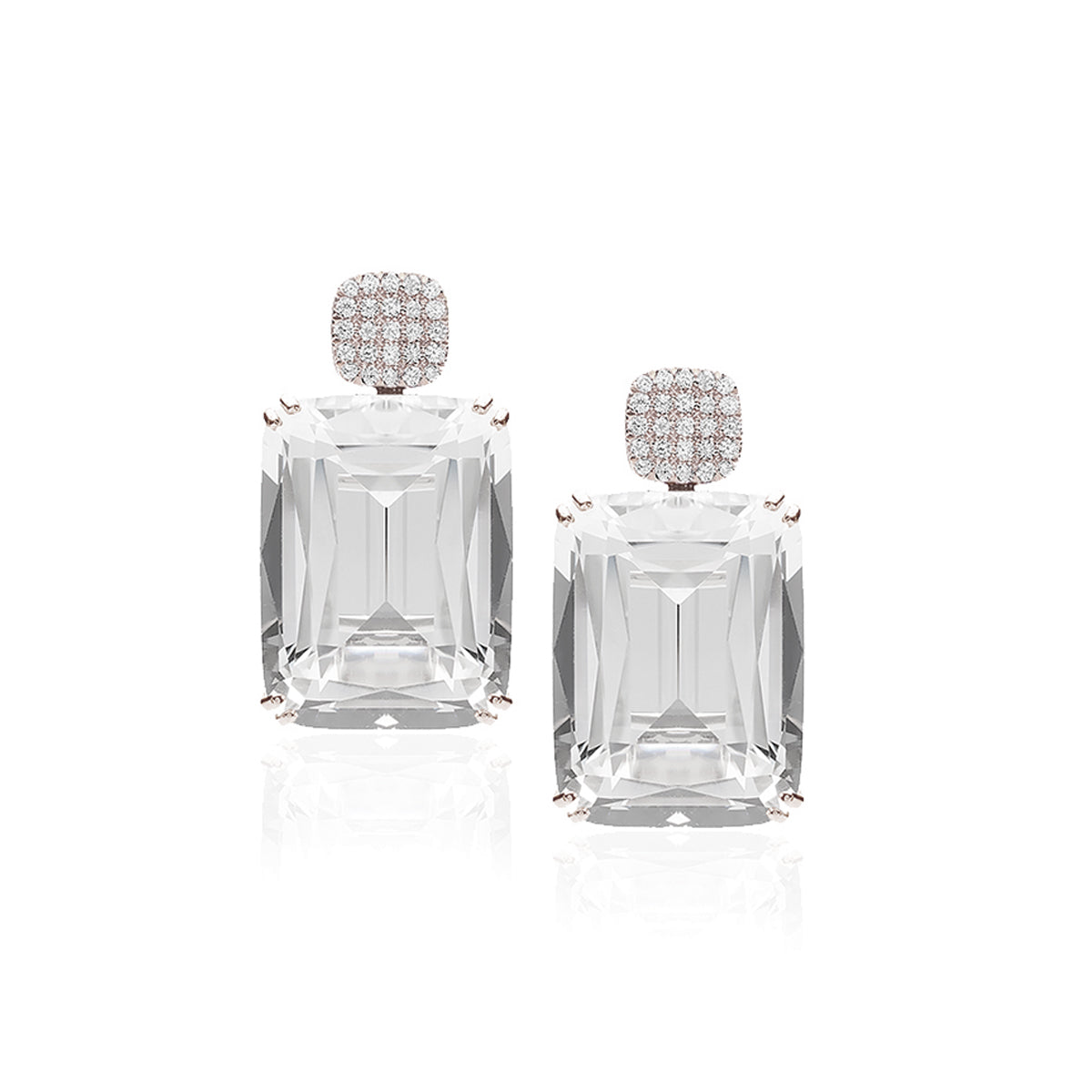Gossip Rock Crystal Earrings, White Gold