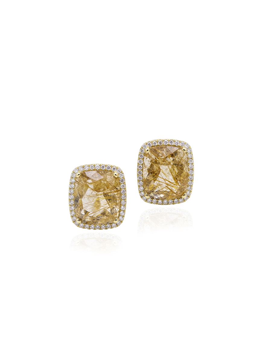 Golden Rutile Quartz Studs