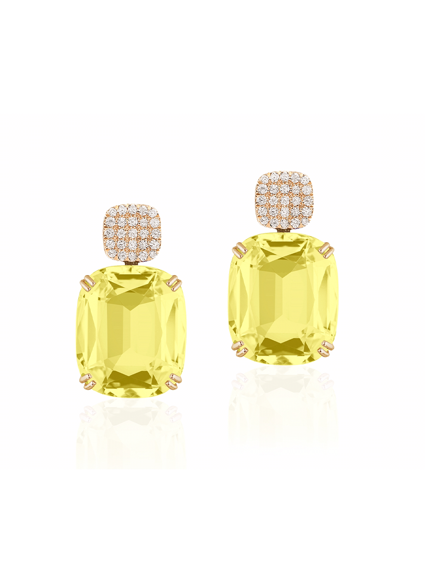 Gossip Lemonquartz Cushion Earrings