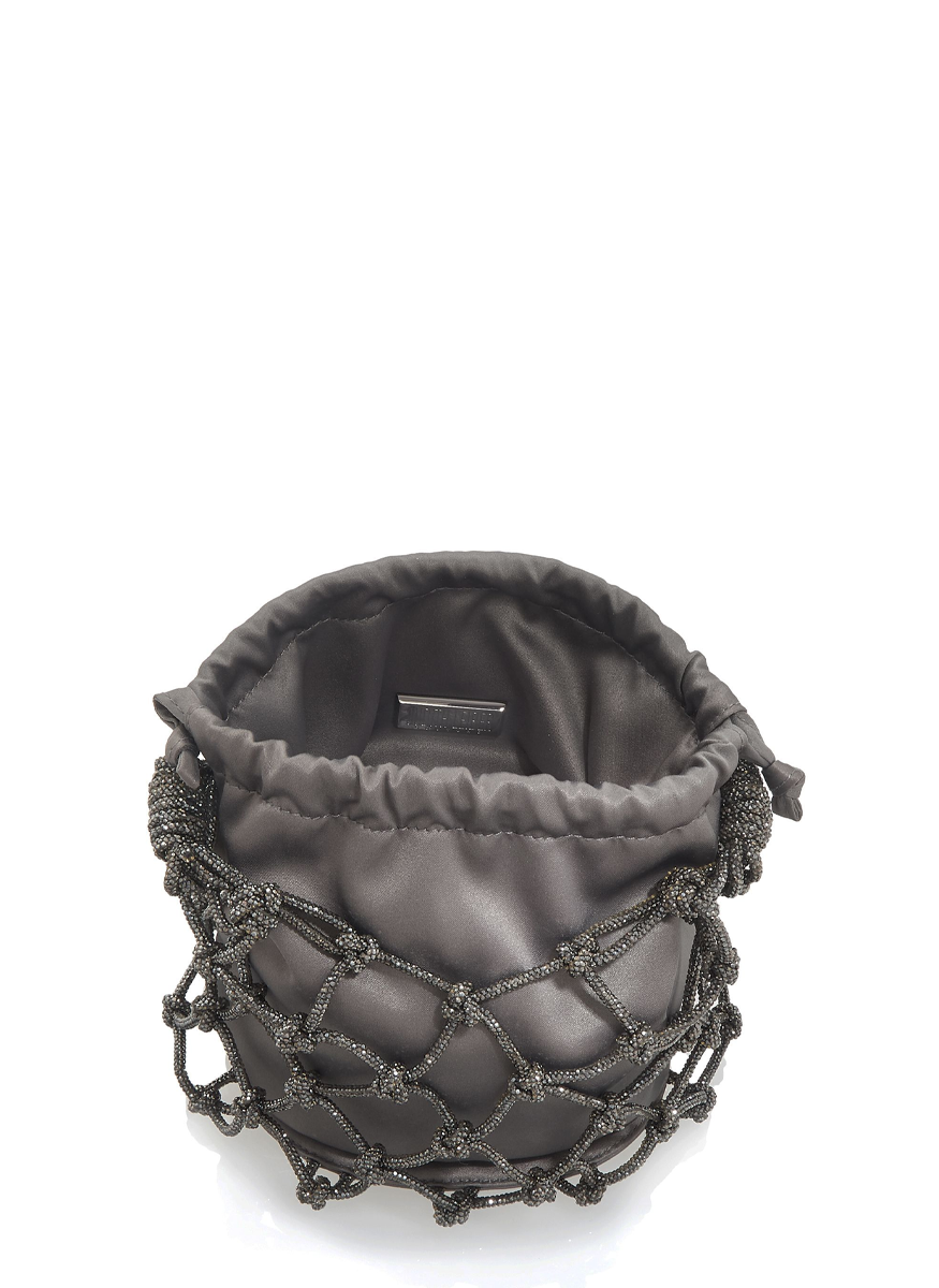 Sparkle Net Pouch in Hematite - Judith Leiber Couture