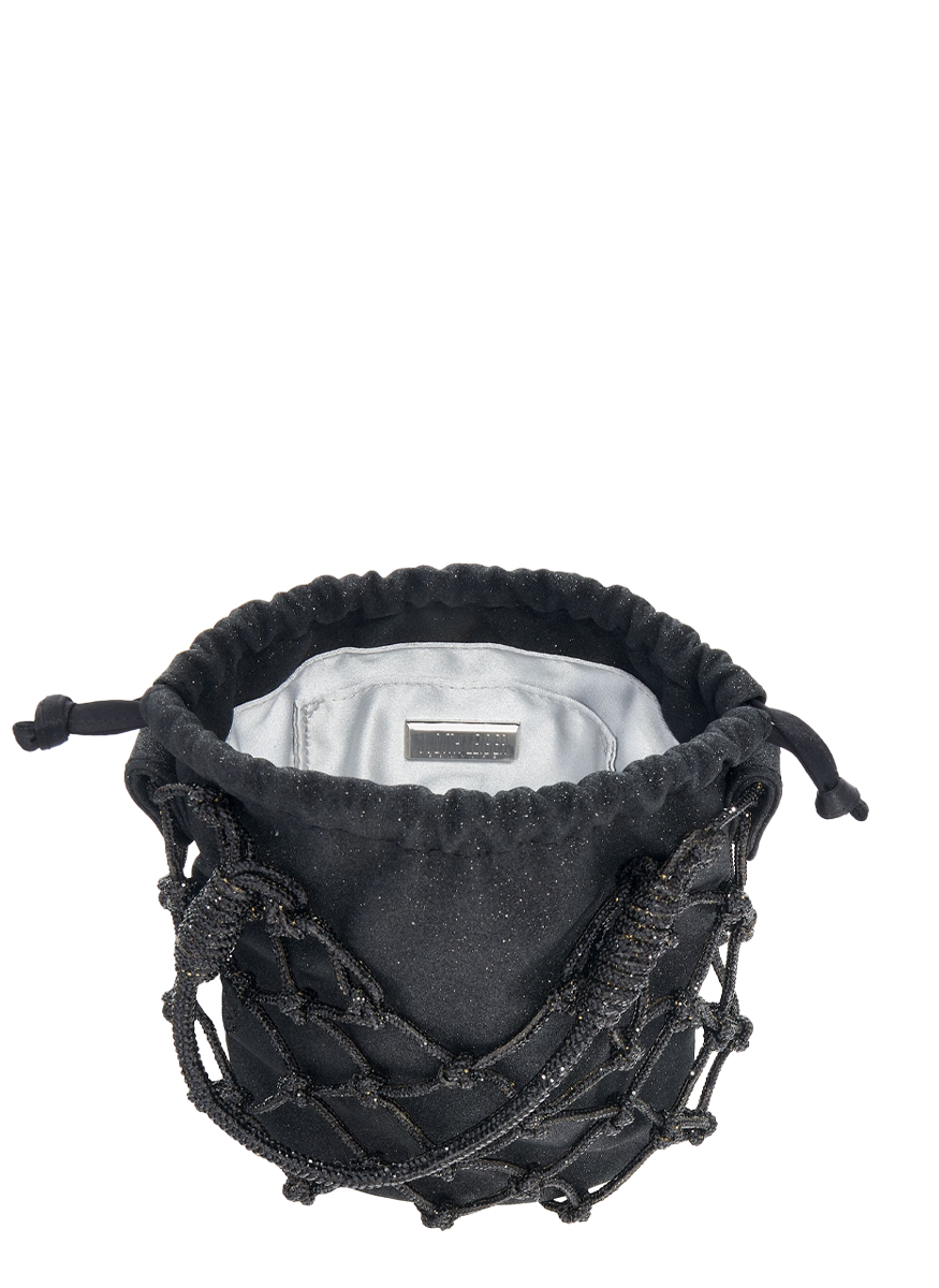 Sparkle Net Pouch in Jet - Judith Leiber Couture