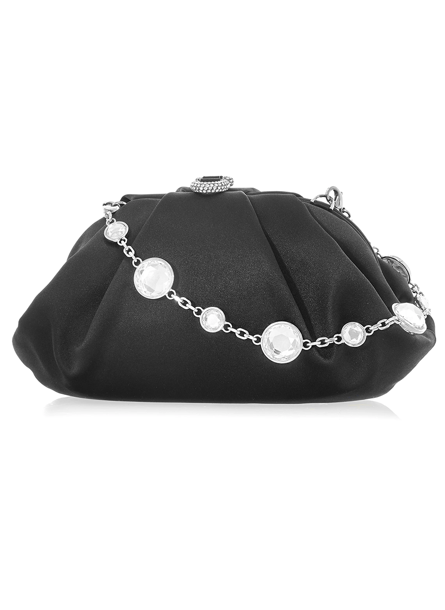 Gemma Satin Clutch in Black
