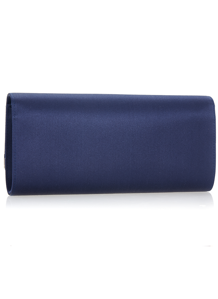 Perry Satin Clutch in Navy with Chain - Judith Leiber Couture