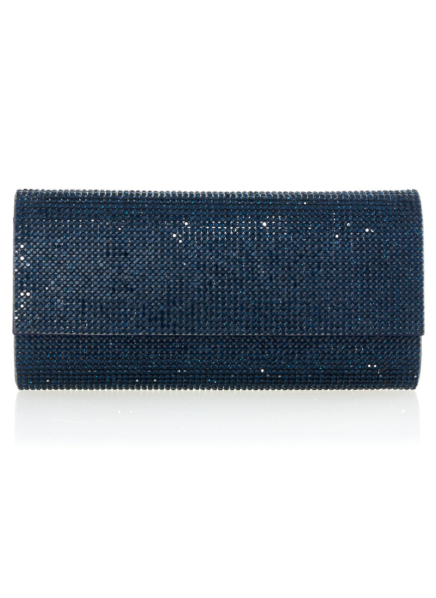 Perry Fullbead Crystal Clutch in Midnight
