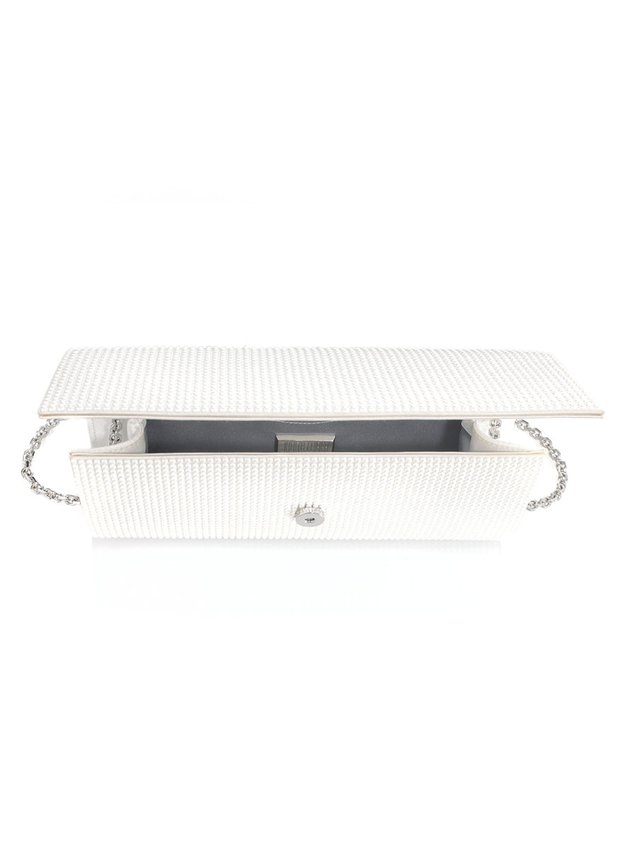 Perry Clutch in Precious Pearl with Chain - Judith Leiber Couture