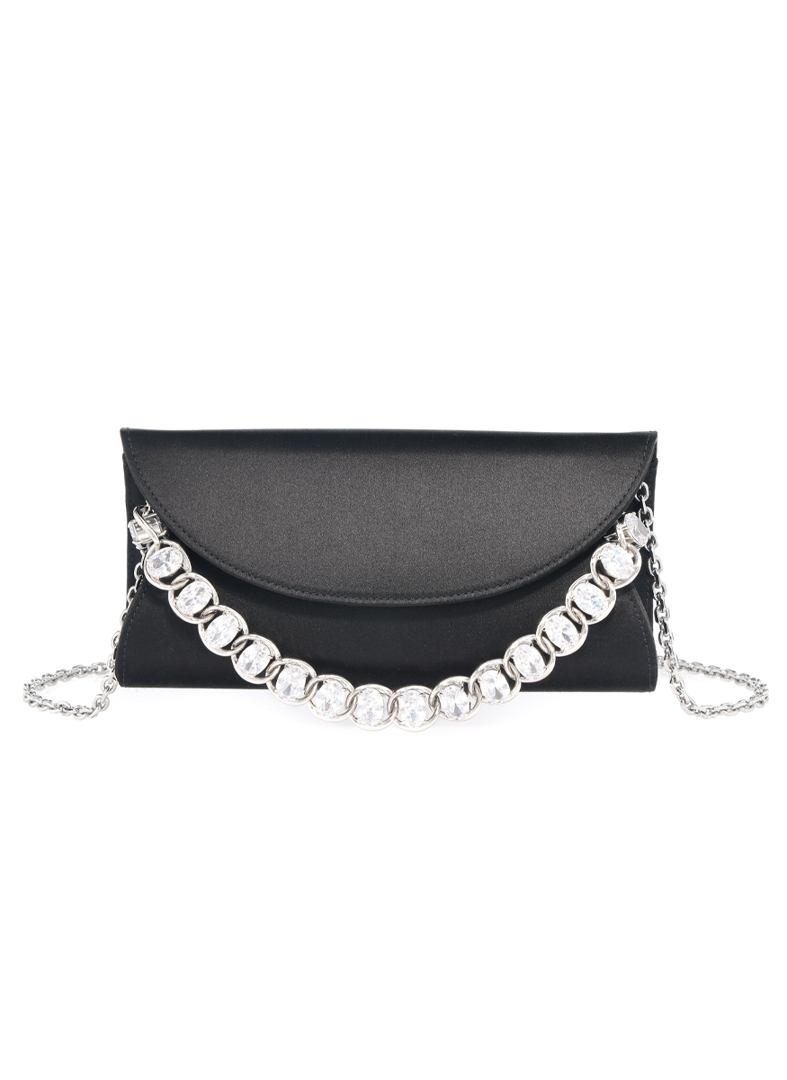 Envelope Taylor in Black Satin - Judith Leiber Couture