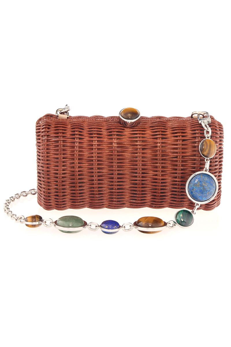 Poppy Basket Semi-Precious Stones Brown
