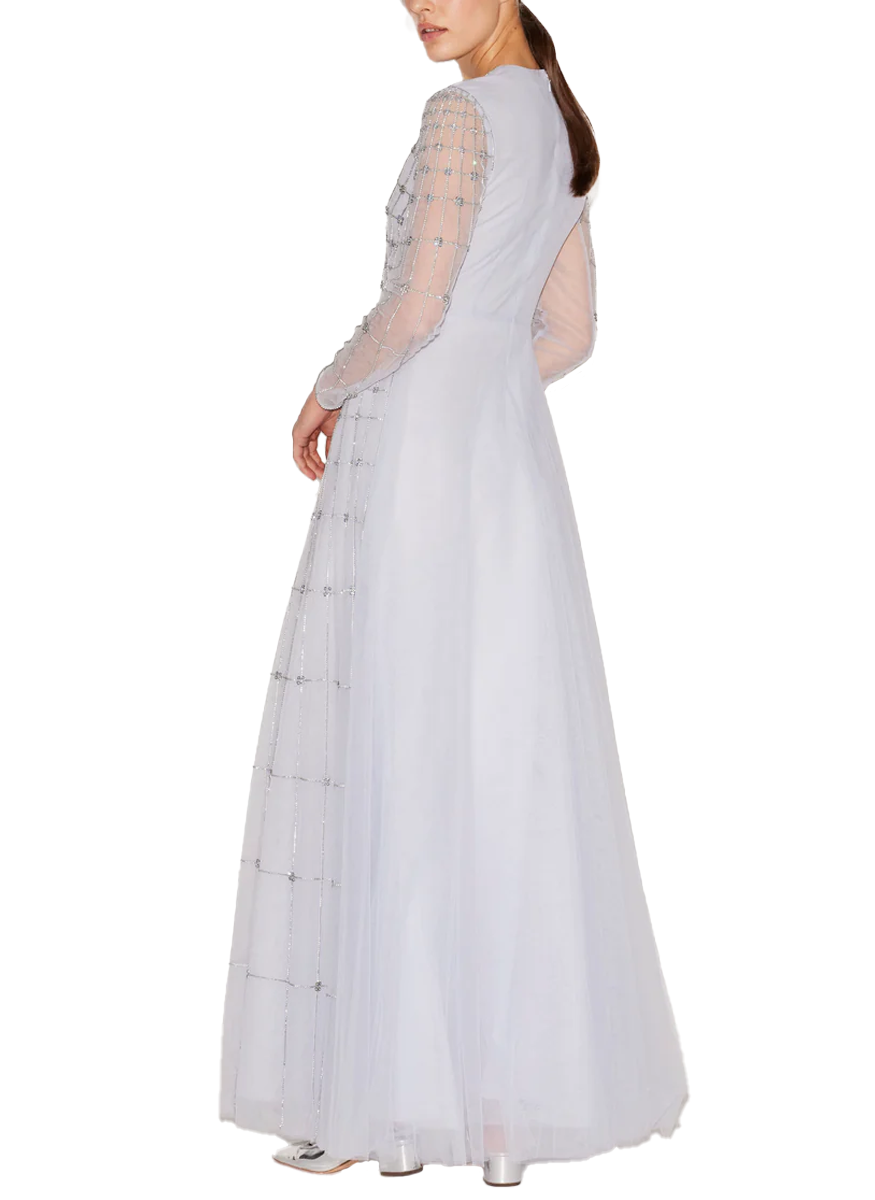 Anissa Long Sleeve Embroidered Tulle Gown