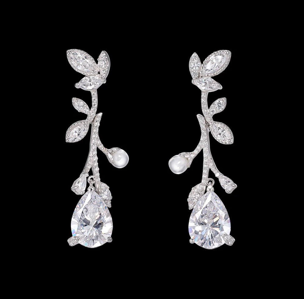 Diamond Citrus Vine Earrings