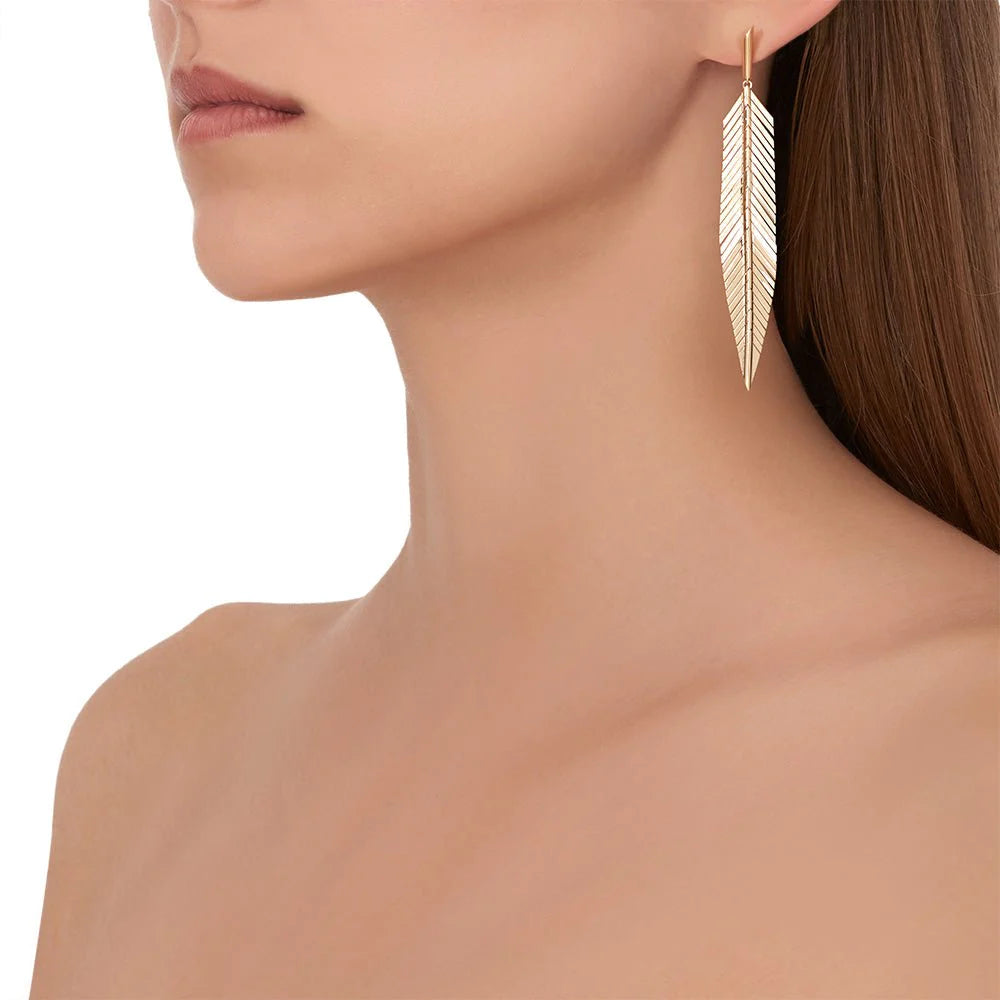 "Feather" Earrings, Medium, Rose Gold - Cadar