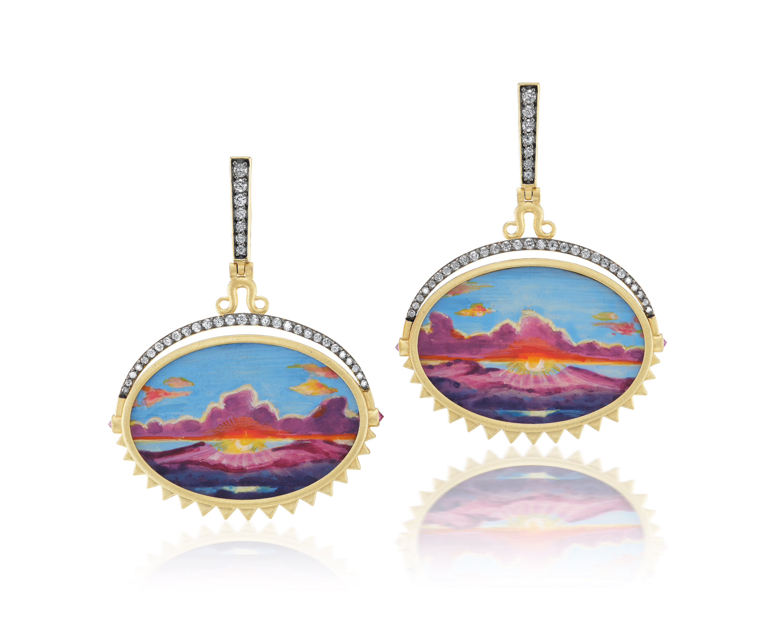 Sunset at Dusk Miniature Paintings Earrings