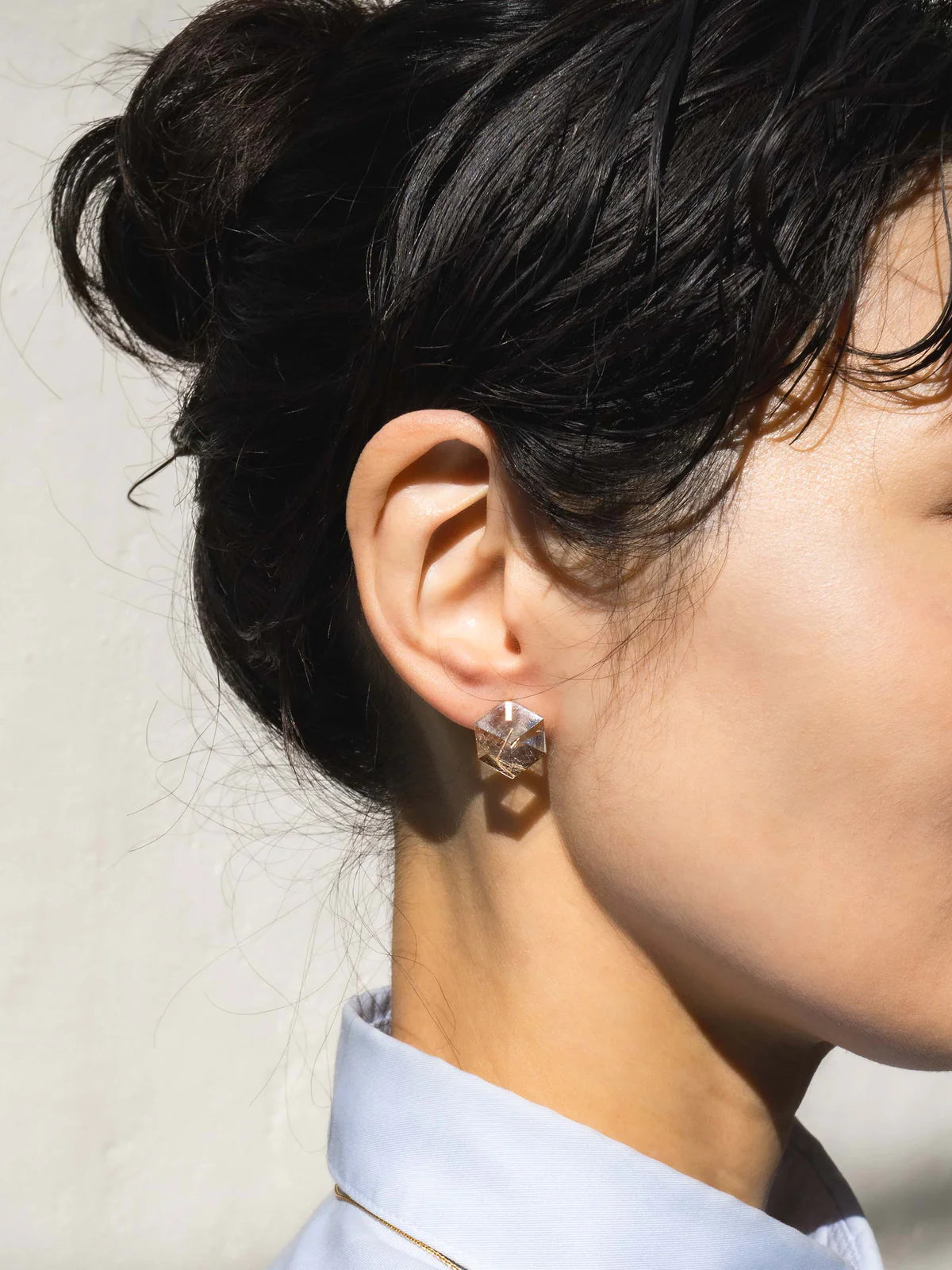 Cube Studs, Rutile Quartz