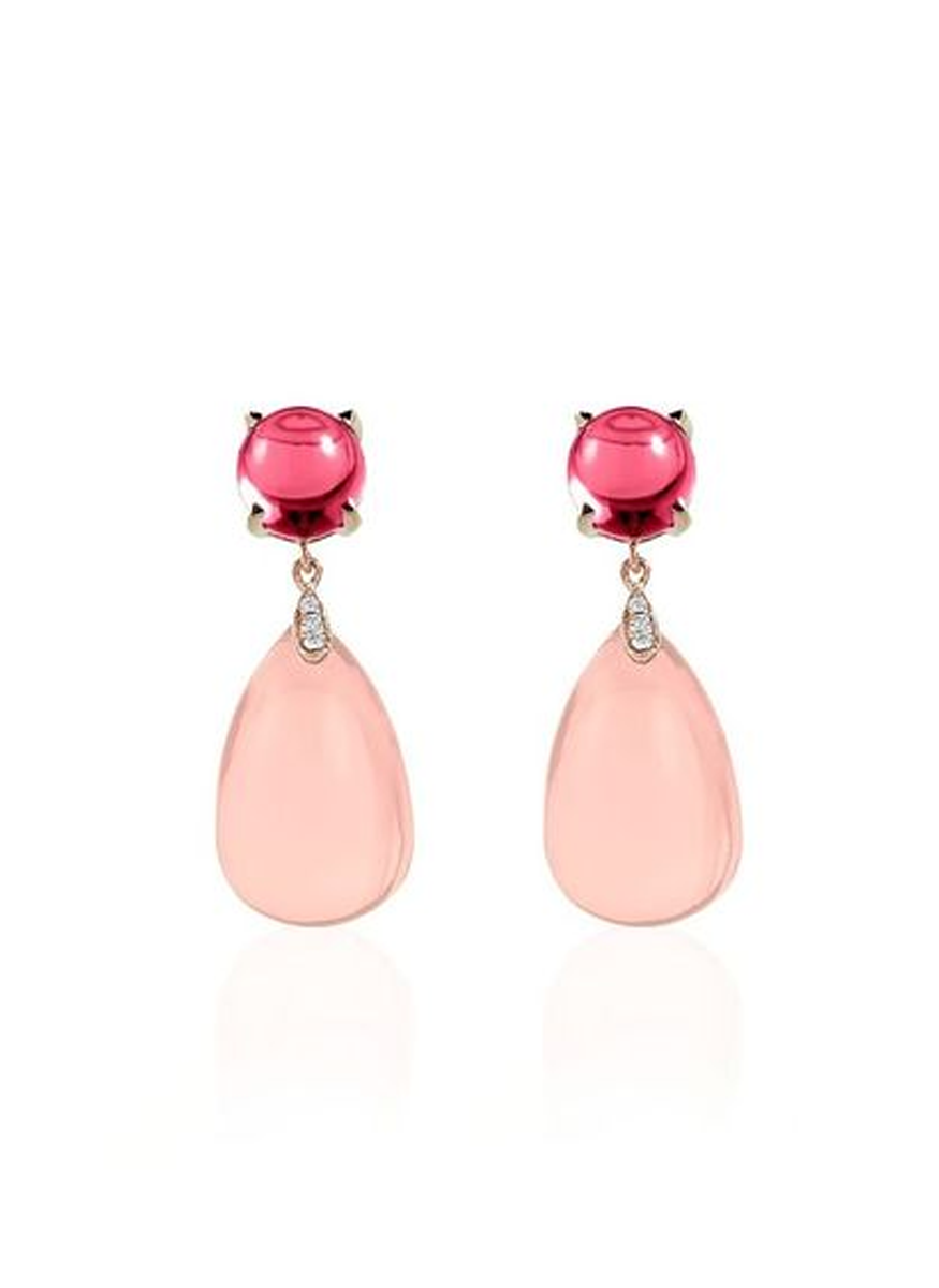 Naughty Rosequartz and Rubellite Earrings