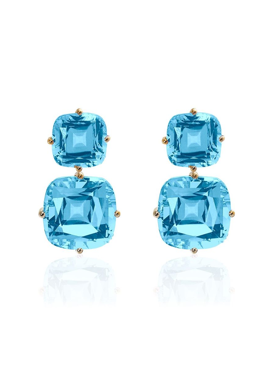 Gossip 2-Tier Blue Top Earrings