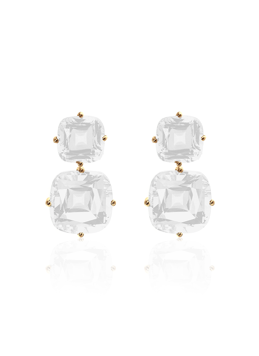 Gossip 2-Tier Moonquartz Earrings, Yellow Gold