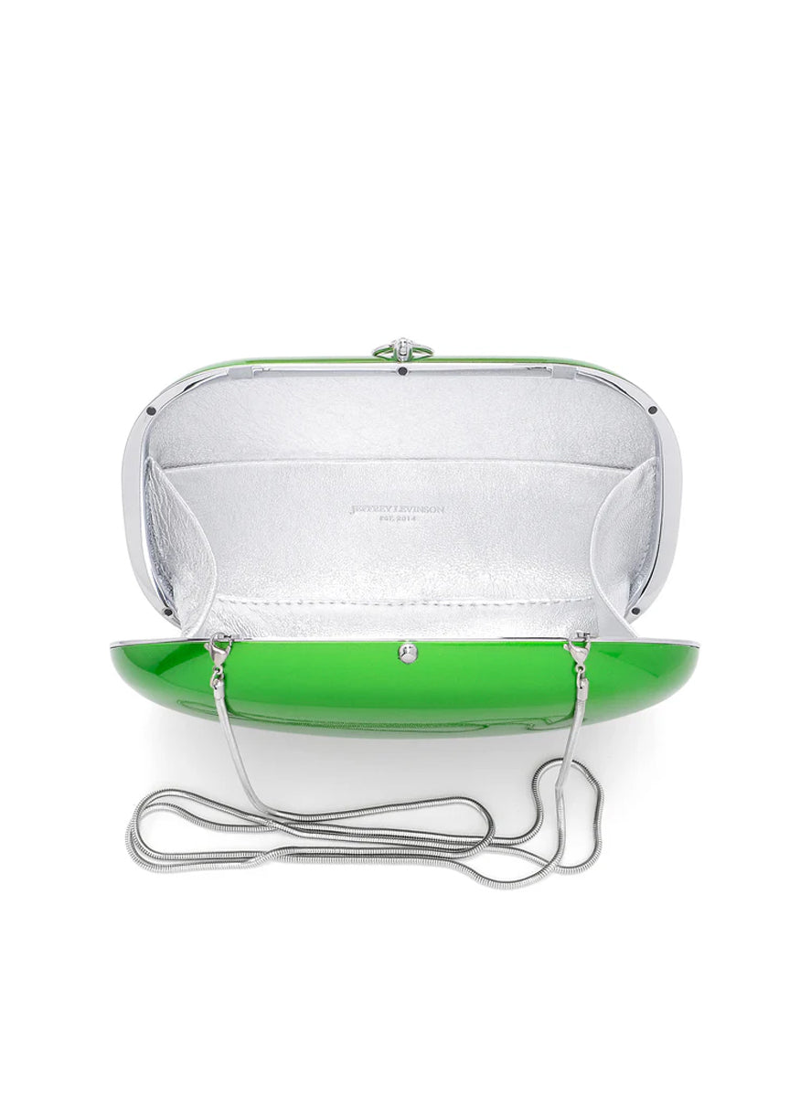 Elina Plus Clutch in Electric Green Apple with Chain