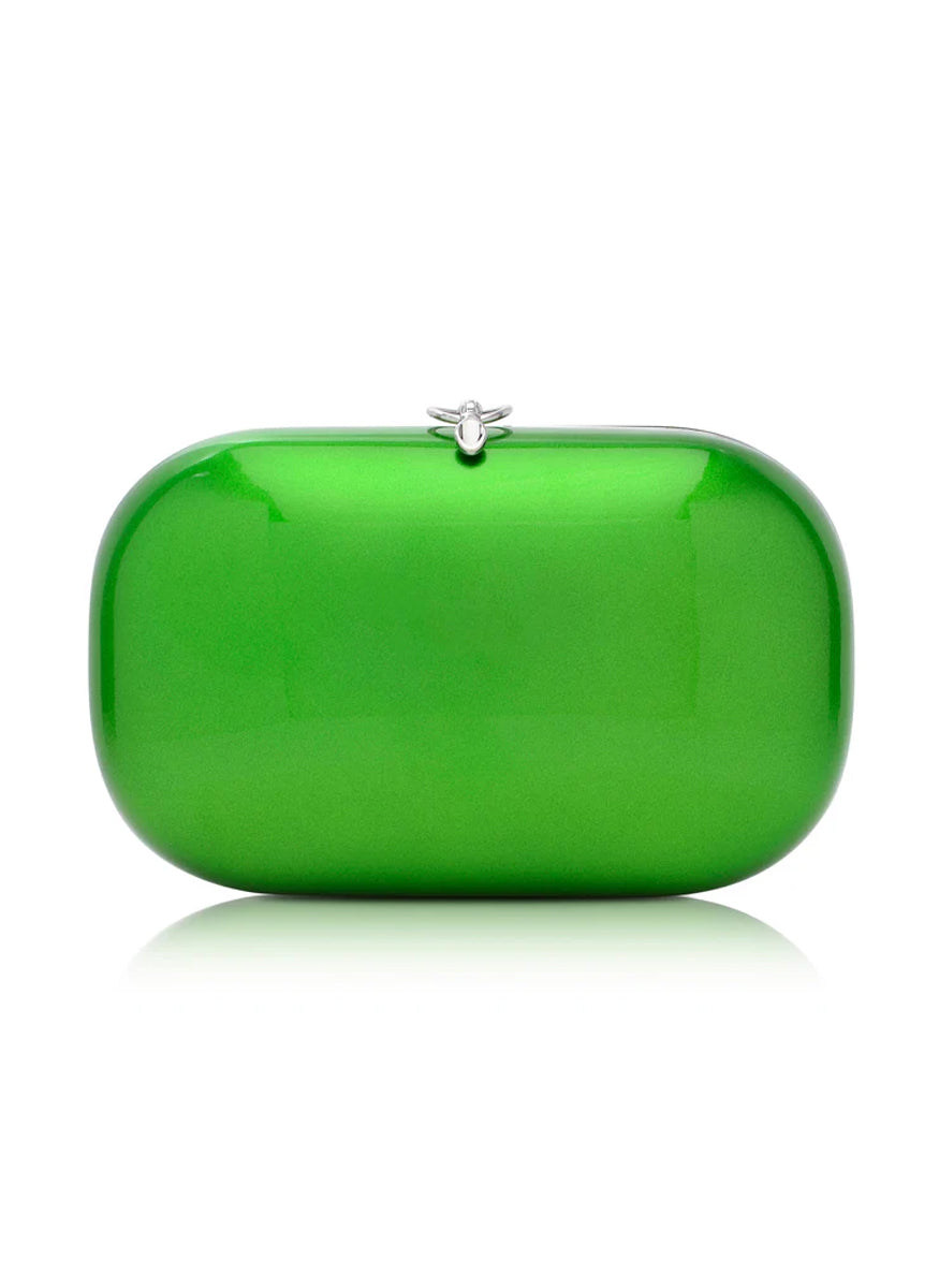 Elina Plus Clutch in Electric Green Apple with Chain
