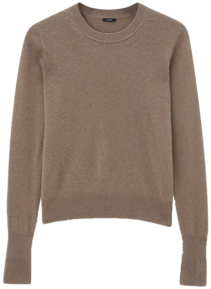 Light Pure Cashmere Round Neck Jumper in Mushroom