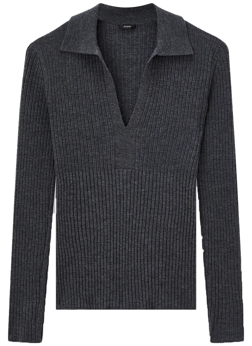 Merino Rib Knit Polo Top