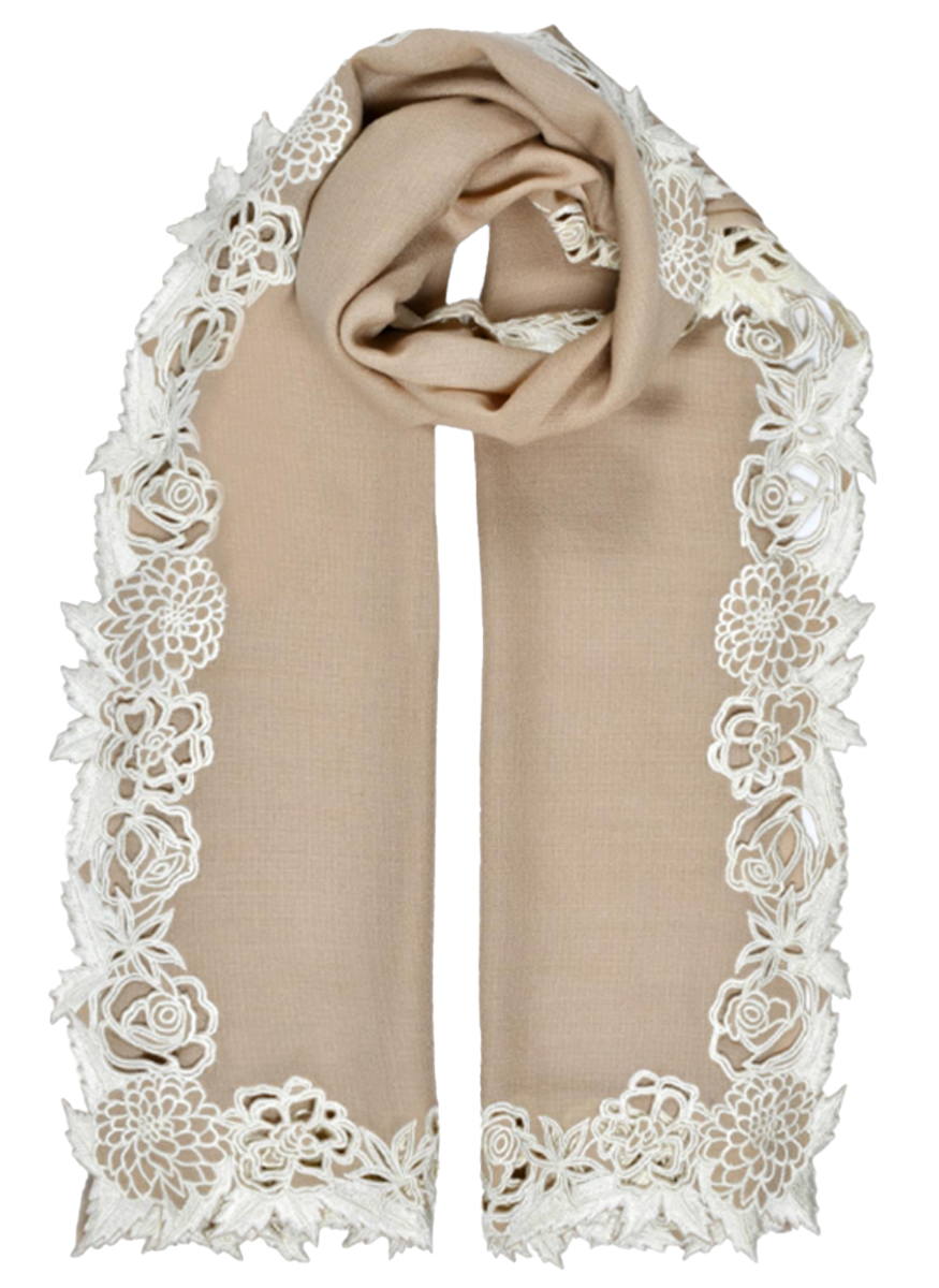 Floral Cut Work Cashmere Shawl