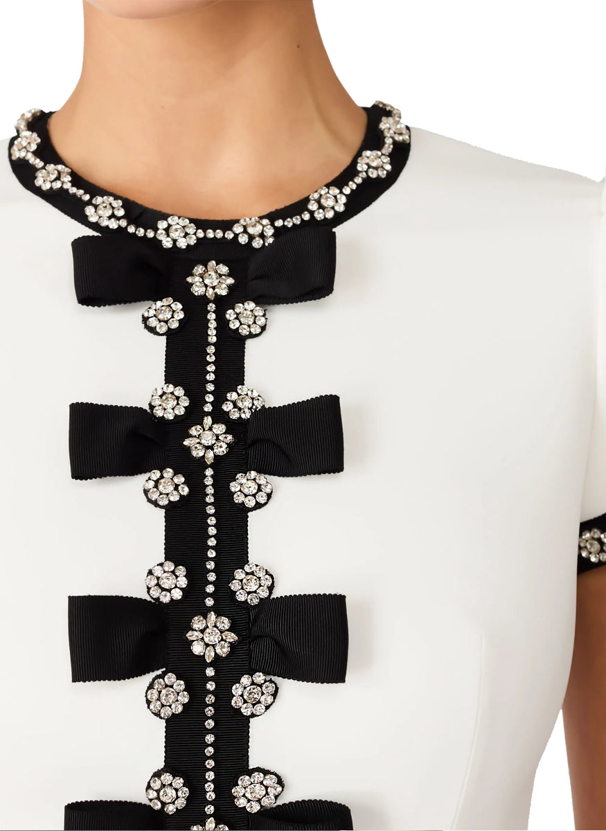 Bisou Midi Dress with Bow Details in Vanilla