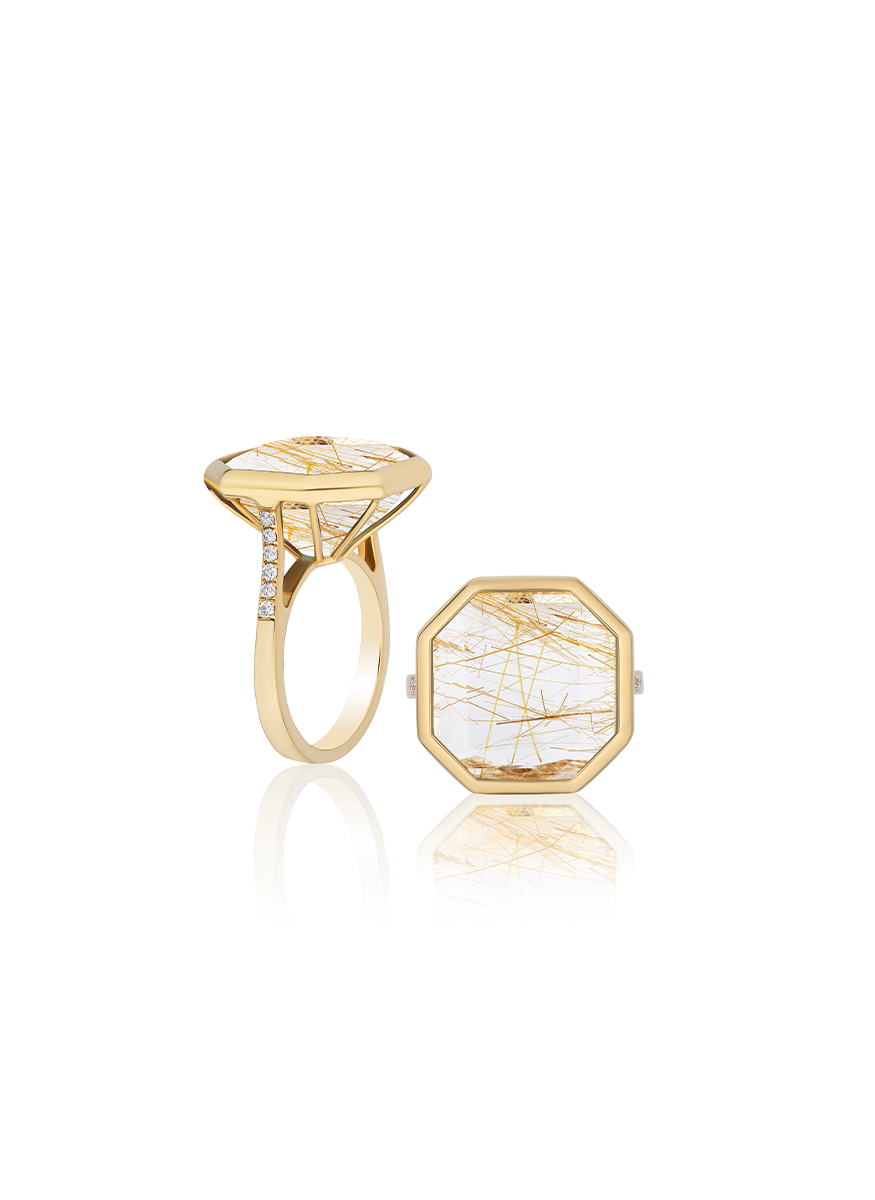 Gossip Rutile Quartz Octagonal Ring
