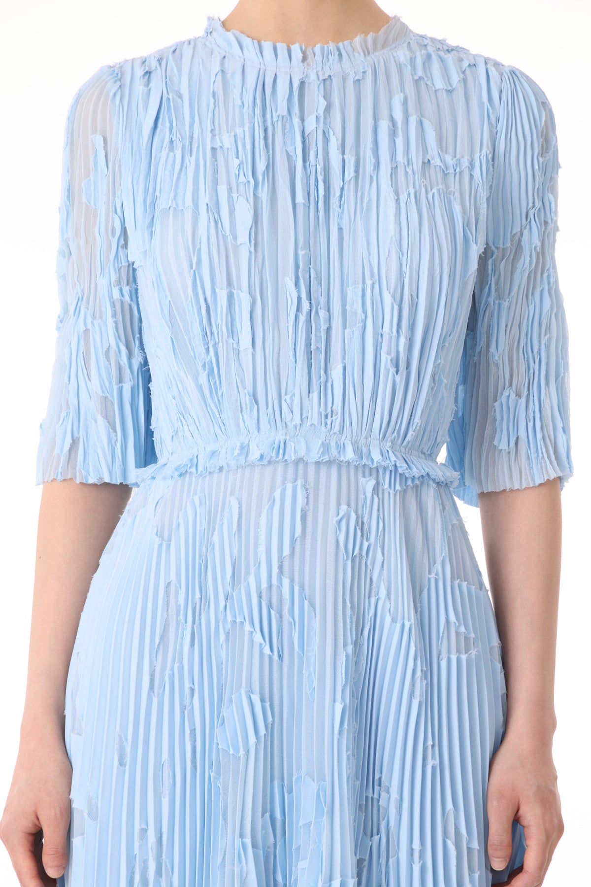 Pleated Floral Fil Coupe Fit and Flare Midi Dress - Jason Wu Collection