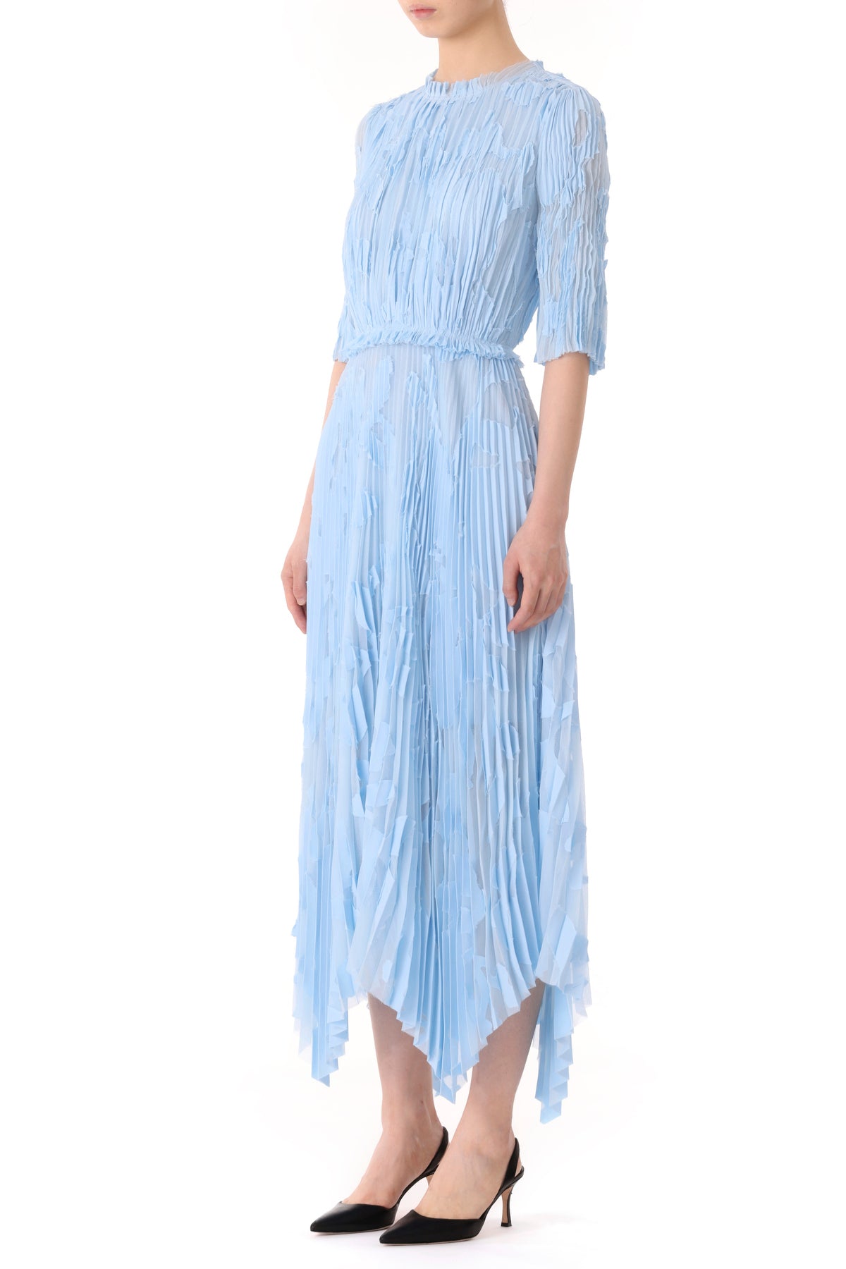 Pleated Floral Fil Coupe Fit and Flare Midi Dress - Jason Wu Collection