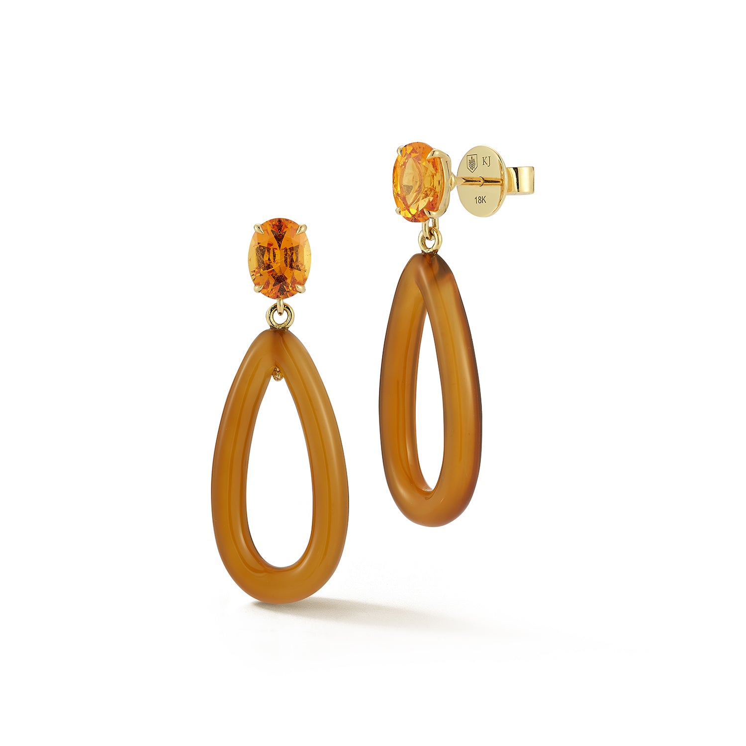 Mandarin Garnet and Brown Agate Frame Earrings