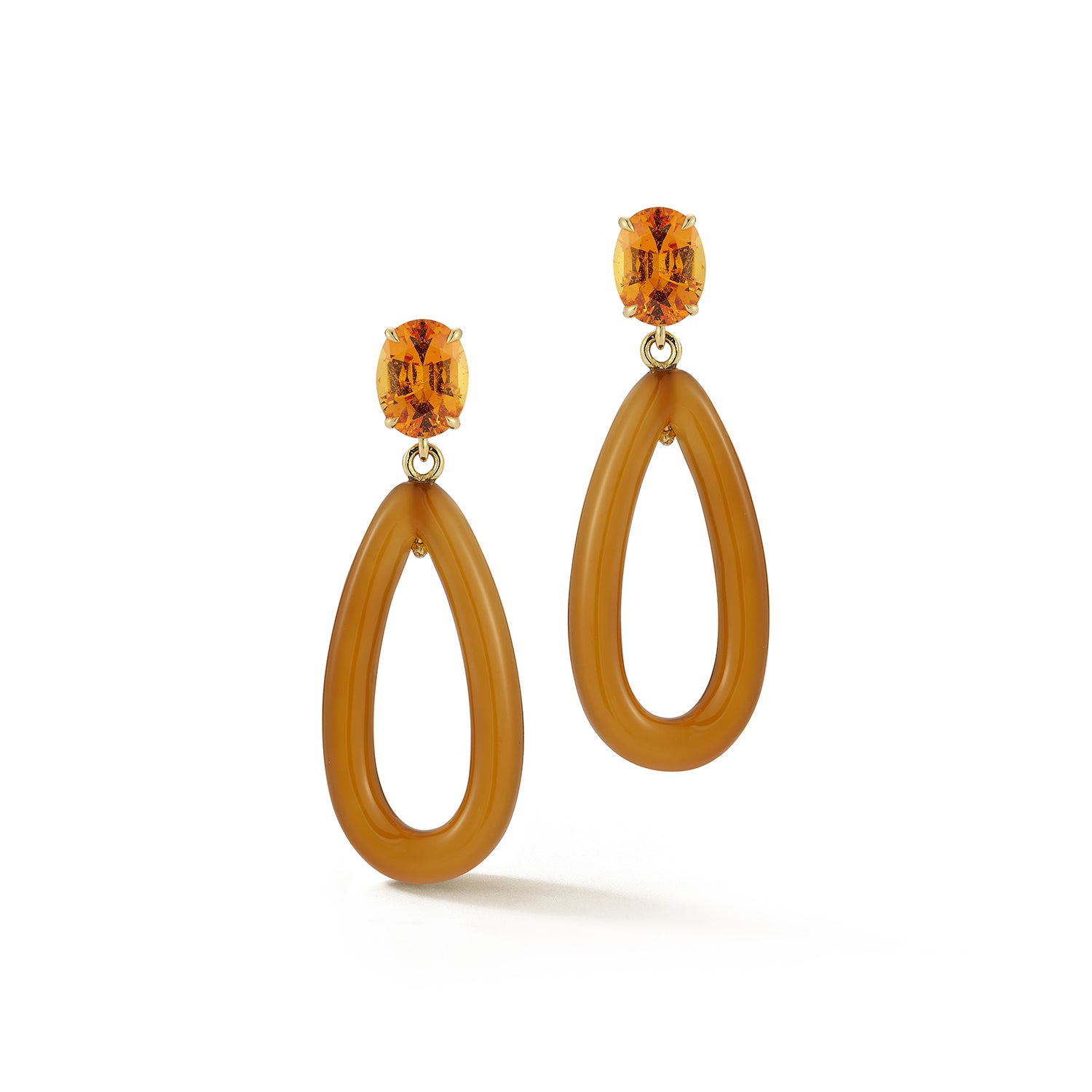 Mandarin Garnet and Brown Agate Frame Earrings