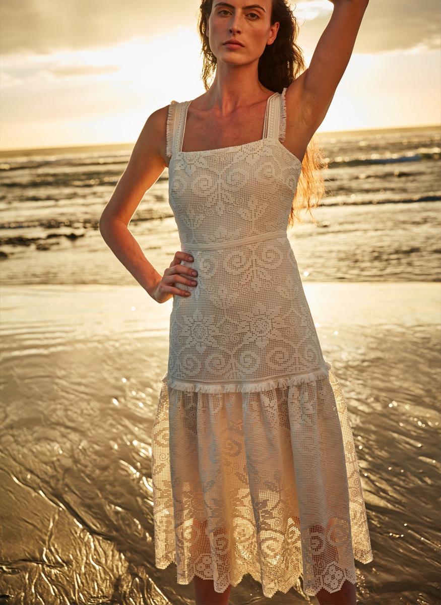 Mona Crochet Lace Dress in Cream