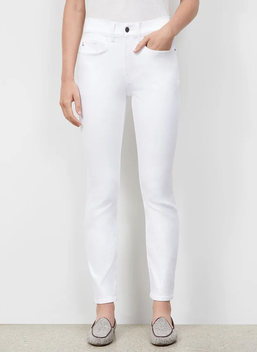 Reeve High Rise Straight Ankle Jean in Washed Plaster - Lafayette 148 New York