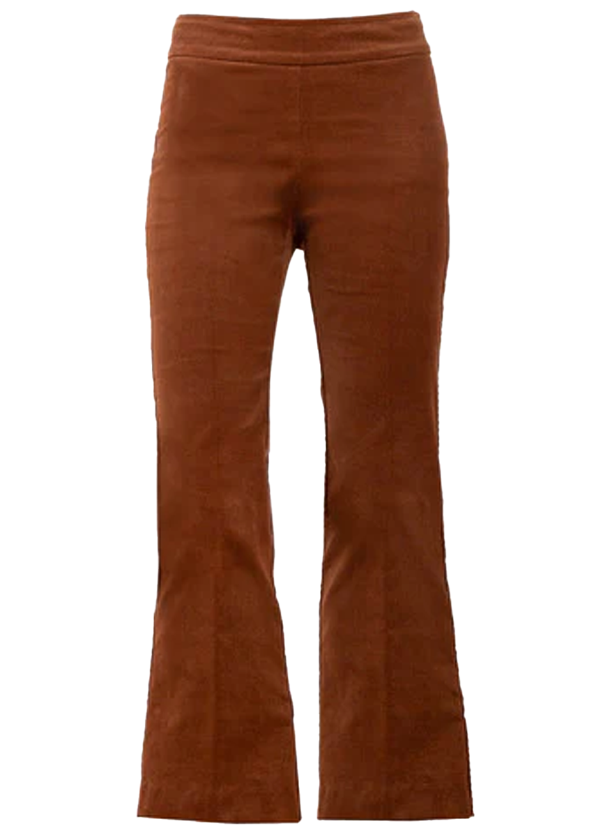 Leo Fine Corduroy Crop Flare Pant in Cognac