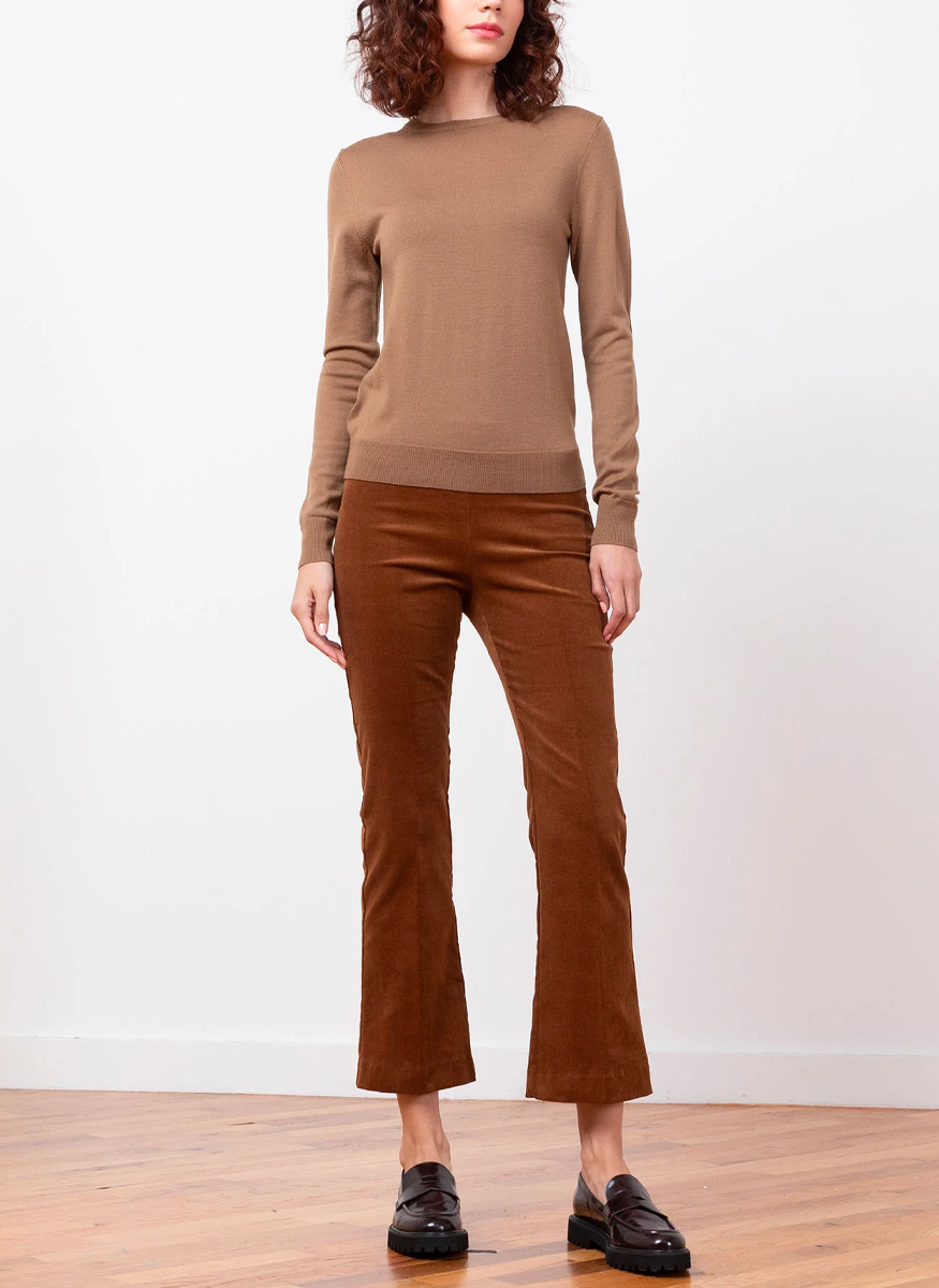 Leo Fine Corduroy Crop Flare Pant in Cognac