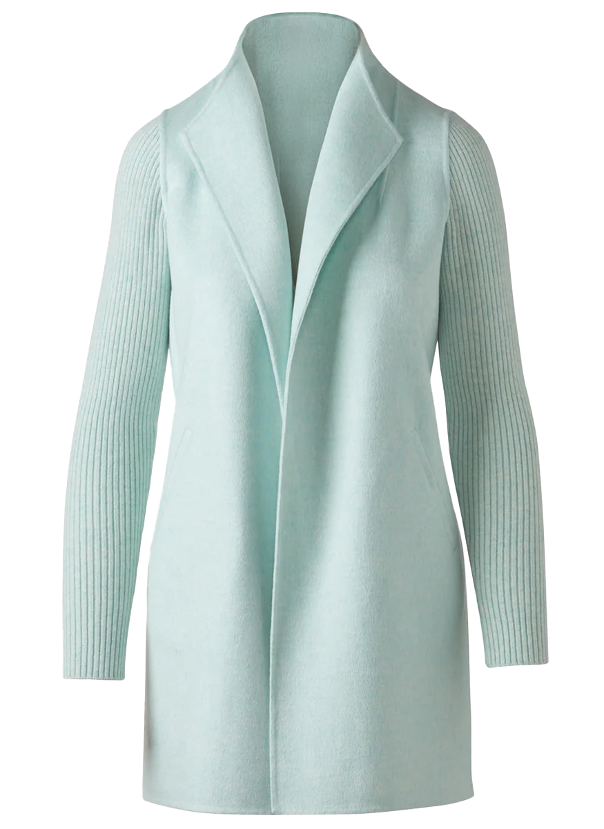 Rib Sleeve Coat in Seaglass