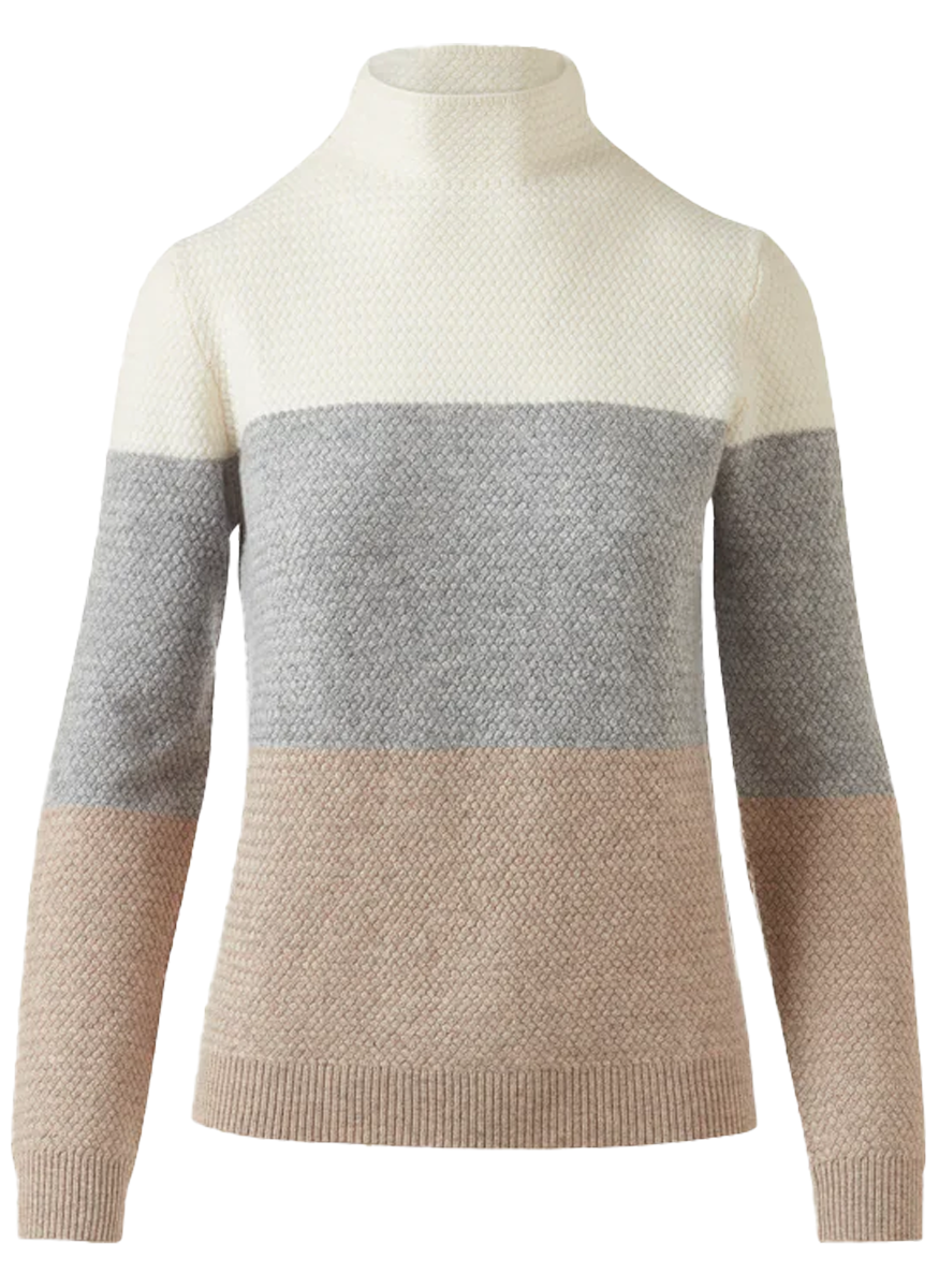 Textured Colorblock Funnel Sweater
