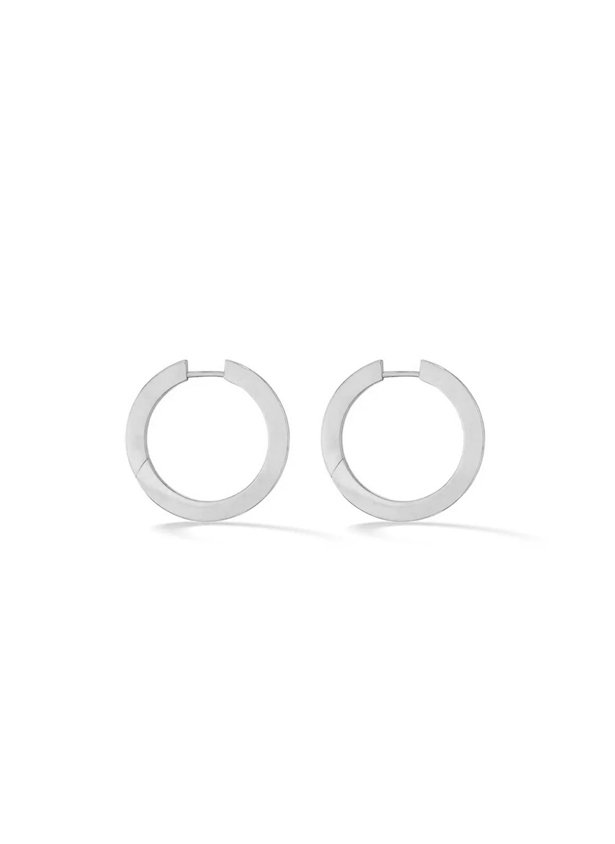 Solo Hoops, Medium, White Gold