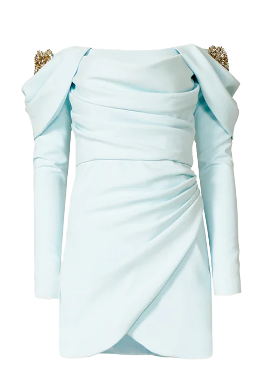 Lilas Crepe Draped Mini Dress