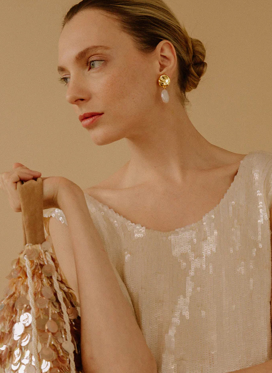 Coin Reflection Earrings, Gold