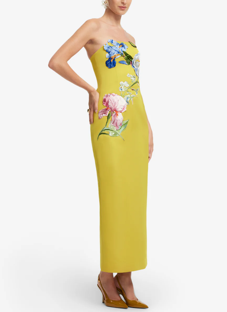 Rayna Applique Floral Bustier Maxi Dress - Leo Lin