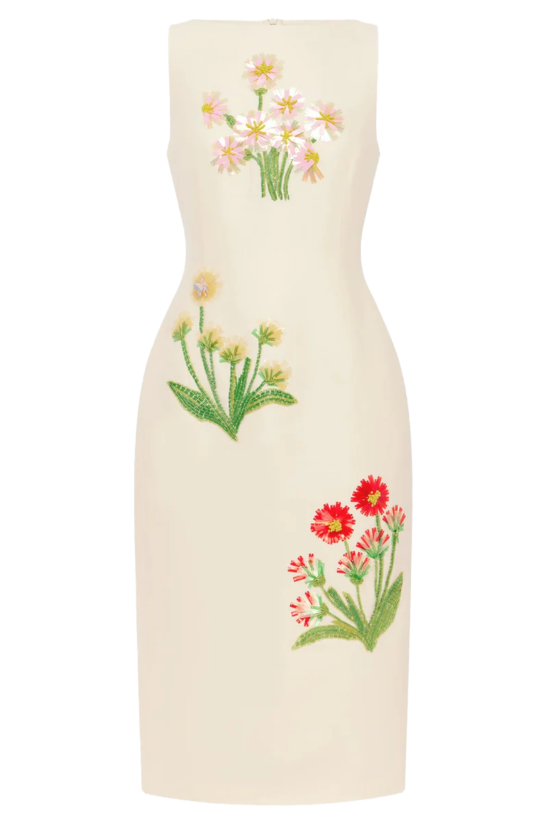 Eleanor Embellished Wool Midi Dress US10 / WILDFLOWER