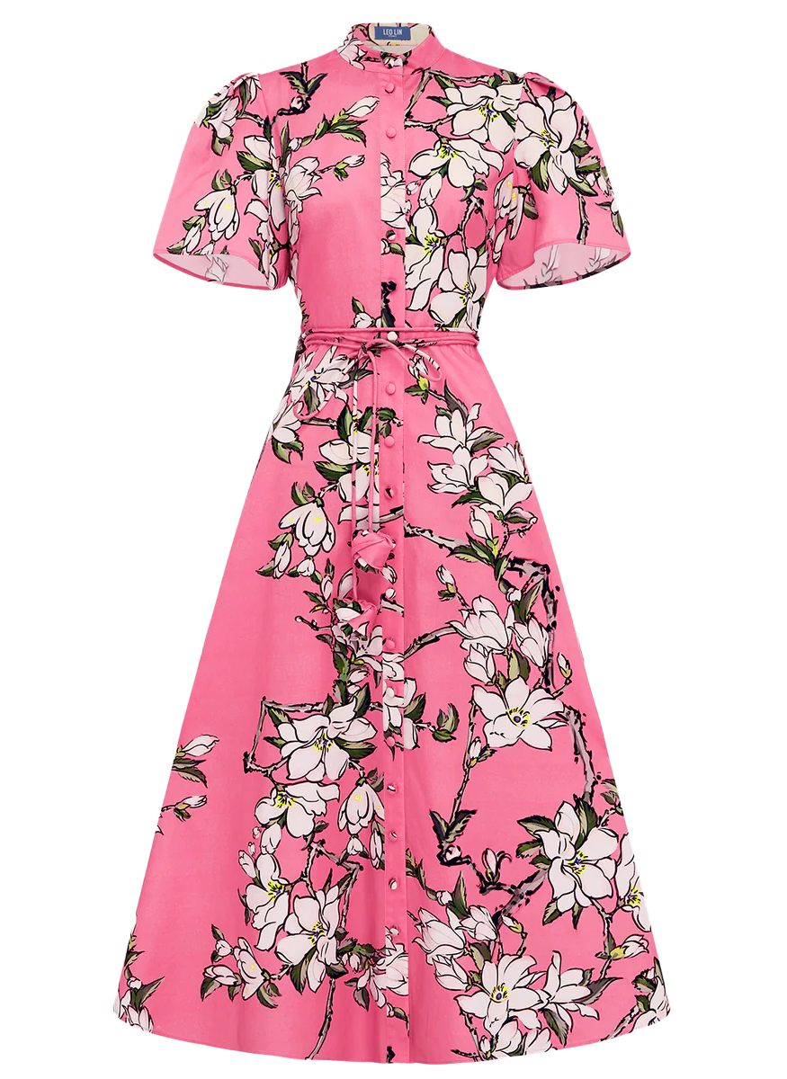 Bianca Short Sleeve Midi Dress US4 / Pink