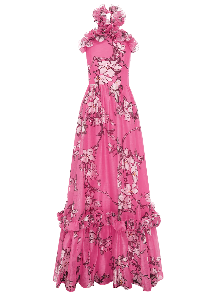 Isabelle Ruffled Halterneck Maxi Dress