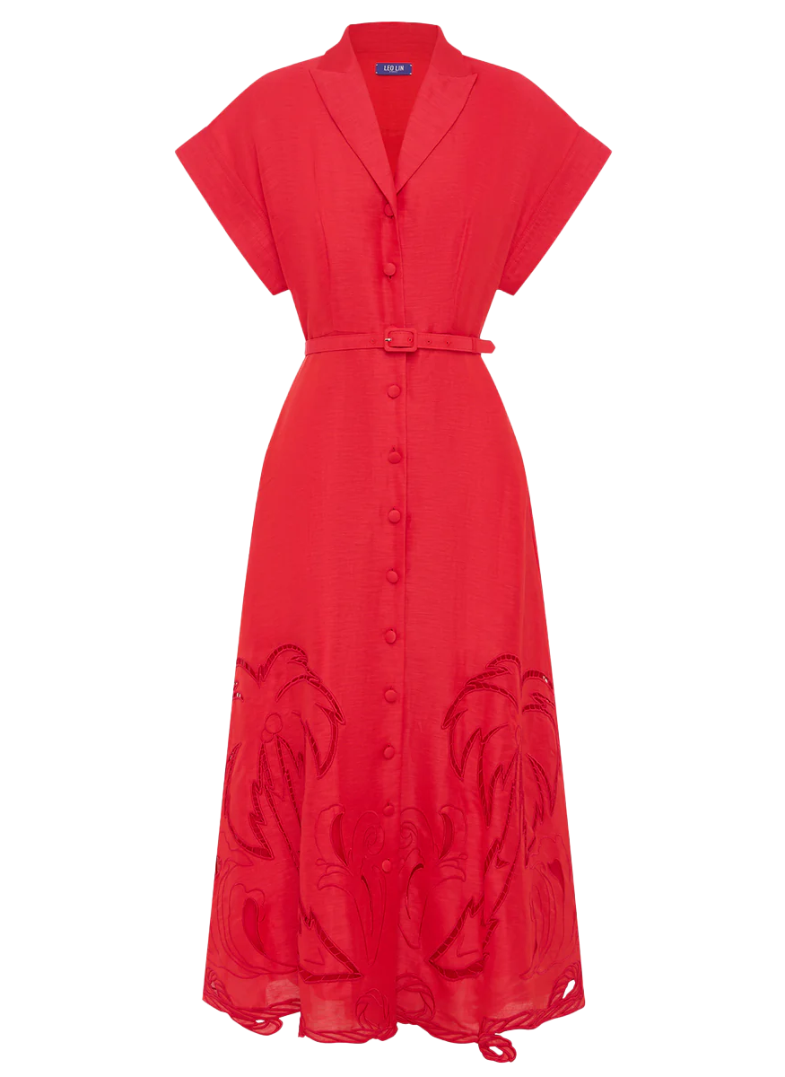 Aubrey Palm Shirt Midi Dress