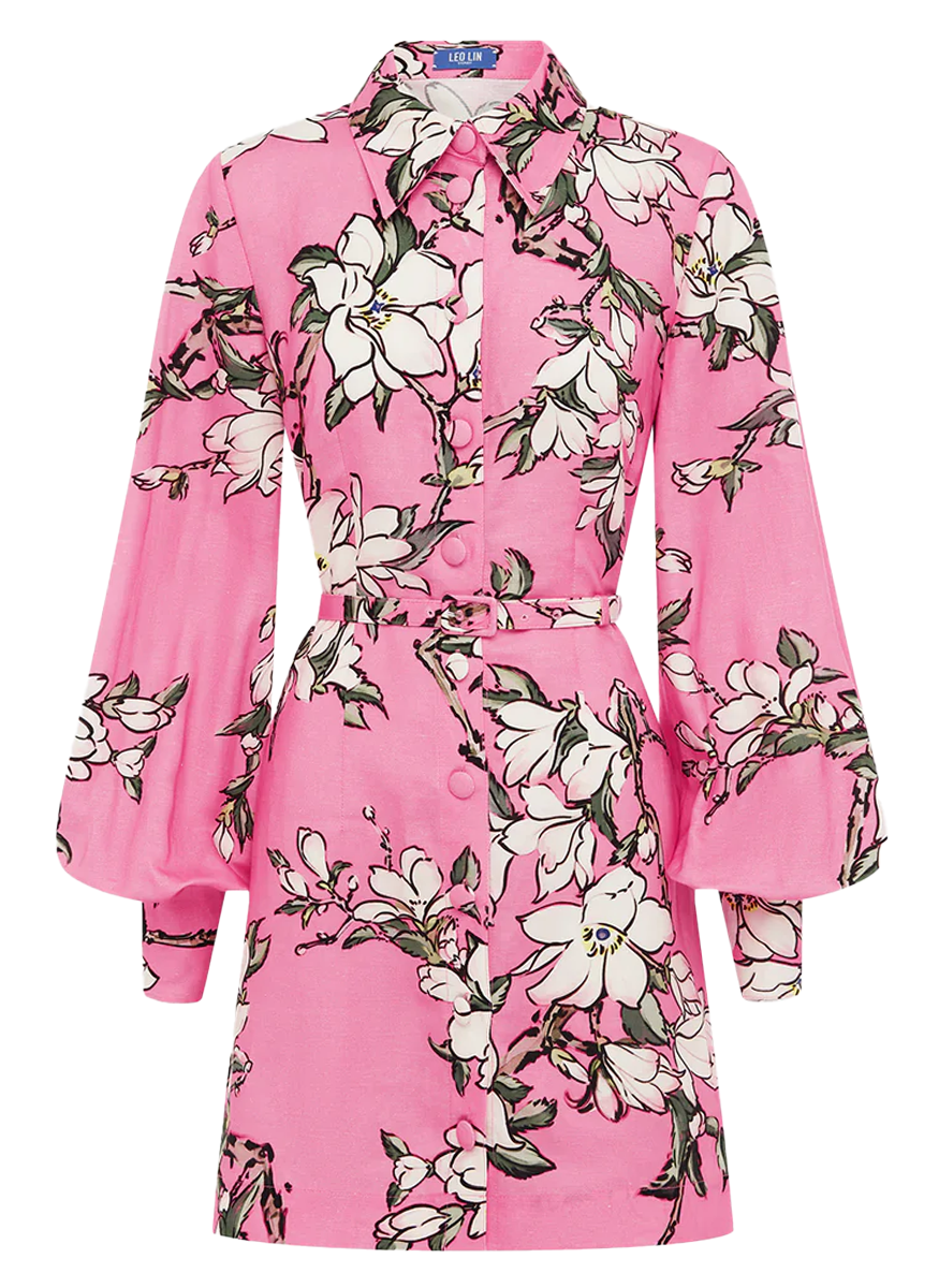 Luminous Linen Mini Dress US2 / PINK