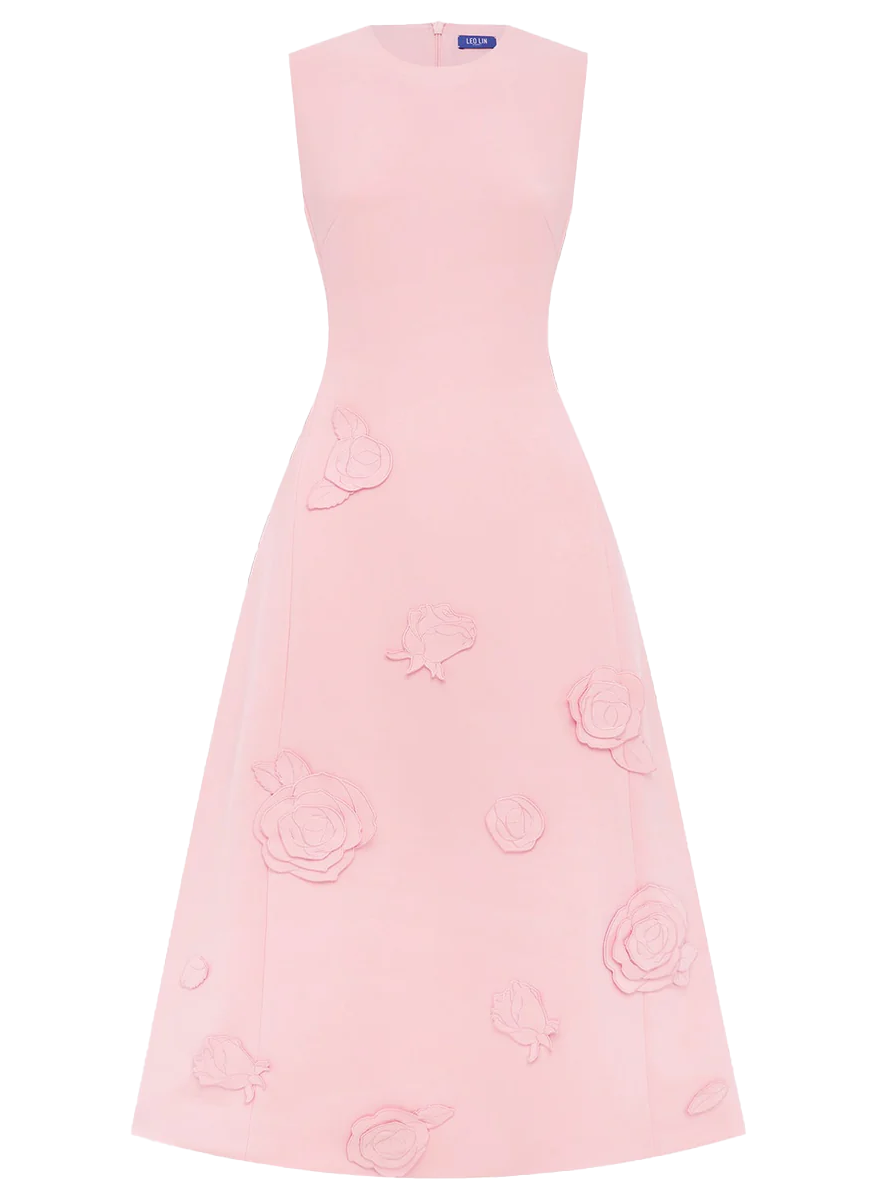 knee length dresses for ladies Cleo Applique Sleeveless Midi Dress – Elizabeth Anthony